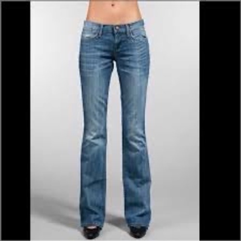 Joe's Jeans  The Rocker Bootcut Medium Wash Low Rise Distressed Denim Jean Sz 26